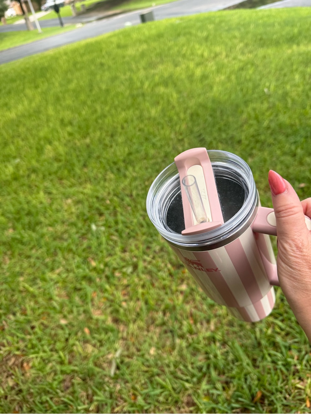 40oz Stanley Oasis Pink and White Striped - Picture 3 of 5